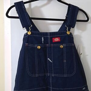 Vintage Dickies Brand Classic Straight Leg Denim Cargo Bib Overalls Sz: 34X32